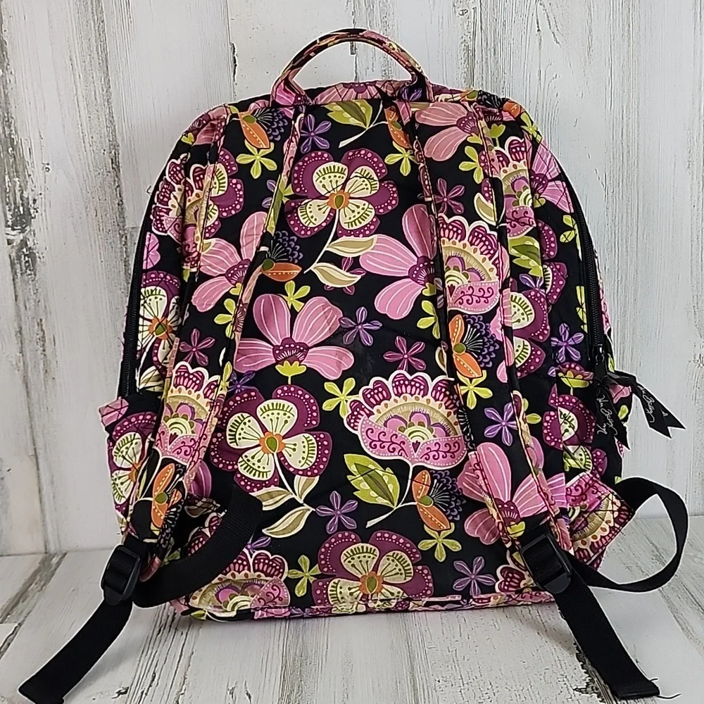 Vera Bradley Pirouette Pink floral large campus backpack padded laptop slot - Picture 2 of 14